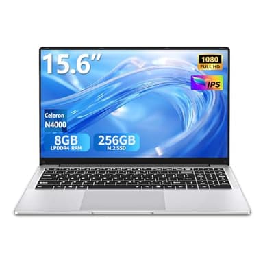 Ordinateur Portable 15,6 Pouces 8 Go RAM 256 Go SSD N4000 Processeur Écran IPS Full HD PC Portable Win 11 WiFi 5 BT Mini HDMI Charnière à 180 Degrés Poids 1,6kg pour Les Étudiants et Les Entreprises.