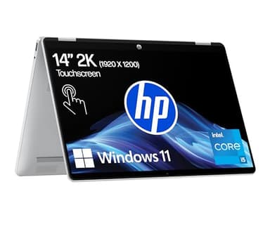 HP OmniBook 5 Flip 14-fp0254ng Ordinateur Portable Convertible 2 en 1, écran Tactile 2K 14" (1920 x 1200), Intel Core i5-1334U, 16 Go RAM, SSD 512 Go, QWERTZ, Windows 11 Home, Argent