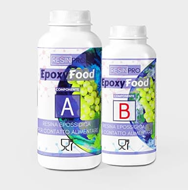 RESINE EPOXY EPOXYFOOD POUR CONTACT ALIMENTAIRE-0,75 kg: Idéal pour les tables, plateaux, assiettes et sous-verres - Gants gratuits - 100% Made in Italy