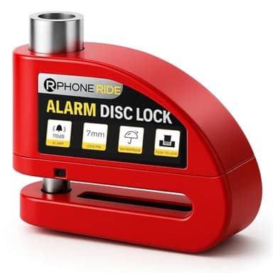 Bloc Disque Moto Alarme | Antivol Velo ou Antivol Moto Haute Sécurité avec Alarme Puissante 110dB | Bloque Roue Moto pour Une Meilleure Protection Contre Le Vol | Rouge