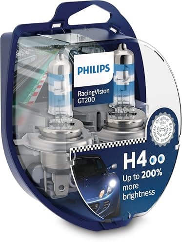 Philips RacingVision GT200 H4 lampe pour éclairage avant +200%, set de 2 Blanc