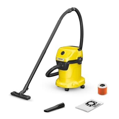 Kärcher Aspirateur Eau et Poussières WD 3 V-17/4/20, Fonction Soufflage, Puissance : 1000W, Cuve Plastique : 17L, Flexible d'Aspiration : 2m, avec Filtre à Cartouche & Non-Tissé, Buses Sol & Fentes