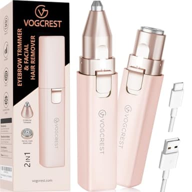 Épilateur pour sourcils et poils du visage pour femmes: Rasoir électrique 2 en 1 pour le visage et les sourcils - lumière LED intégrée pour l'épilation du visage des lèvres et du corps (Rose)