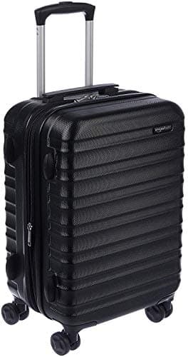 Amazon Basics Bagage de Cabine Extensible Rigide - Bagage de Voyage en ABS avec 4 Doubles Roues Rotatives - Structure Légère et Anti-Rayures - 37,5cm x 25,5cm x 55,0cm - Noir