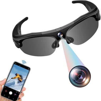 Pudet Luo Lunette Camera, WiFi 4K & Grand Angle 120° Action Cam, Objectifs Polarisés & Batterie 100 Minutes & Mode DV Lunettes Camera pour Le Sport et L'Aventure