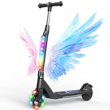 SISIGAD Trottinette Electrique Enfant 6-8-10 Ans Electric Scooter Enfant 5.3 Pouces avec Lumière LED Colorée & 3 Hauteurs Ajustables, Scooter Électrique Enfant Charge Max 70 Kg, Vitesse Max 10 Km/h