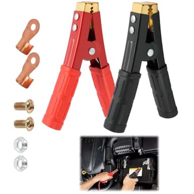 Kahaybeall 2 Pièces Pince Voiture Batterie 1000A, Pinces Crocodiles Robustes, Clips Crocodile Batterie pour Voiture, Pince pour Chargeur de Batterie, Bateau, Panneaux Solaires et Camping