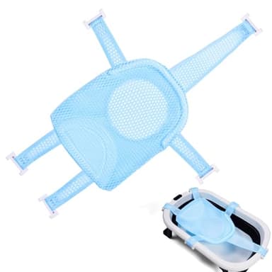 Aolso Hamac de Bain Antidérapant pour Bébé - Filet de Bain en Maille, Transat de Siège pour Nouveau-né de 0 à 36 Mois (Bleu Clair)