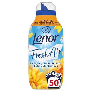 Lenor Fresh Air Adoucissant 50 Lavages, Parfum Rayons de Soleil, Protection Anti-Odeurs, Fraîcheur Ultra Concentrée