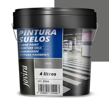 JOVIRA PINTURAS Peinture Sols Garages, Terrains de sport, sols en béton, asphalte et ciment. Protège et décore les surfaces, aspect mat. (4 Litres, Gris)