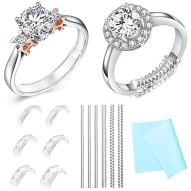 Haiou Ajusteur de Bague Réducteur de Bague Invisible - 12 pièces pour Hommes et Femmes - Retrecisseur Bague pour un Ajustement Parfait et Discrèt