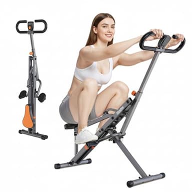 Niceday Machine à Squats 4-en-1 & Rameur Pliable - avec Écran LCD et Bandes de Résistance - Appareil de Fitness Maison pour Fessiers, Jambes et Cardio - Compact et Silencieux