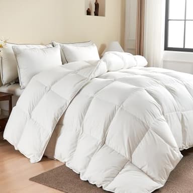 KUSNUG Couette en Duvet d'oie 135x200, 90% Duvet D Oie et 10% Plume, Coton Égyptien Ultra Silencieux, 1 Personne Couette 4 Saisons très Chaude, Luxe Naturelle Tempérée 135 x 200, Goose Down Comforter