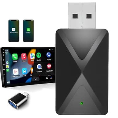 Adaptateur CarPlay sans Fil pour iPhone et Android Auto Adapter, 2-en-1 Bluetooth Car Play Dongle Convert Wired to Wireless pour Voitures 2017+ Built-in Wired Carplay/Android Auto, pour iPhone iOS 10+