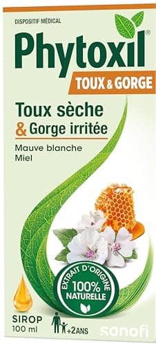 PHYTOXIL TOUX ET GORGE – Dispositif médical – Sirop 100 ml – Soulage la toux sèche – Apaise la gorge irritée – Mauve blanche – Miel – À partir de 2 ans