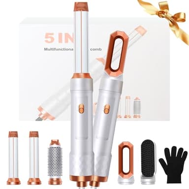 Airbrush 5 en 1 Seche Cheveux 5 en 1, Brosse Soufflante 5 en 1 Avec Seche Cheveux Boucleur, Brosse Souflante, Thermal Brush, Air Styler 5 en 1 Pour Sécher, Boucler, Lisser, Cadeau Noel Femme