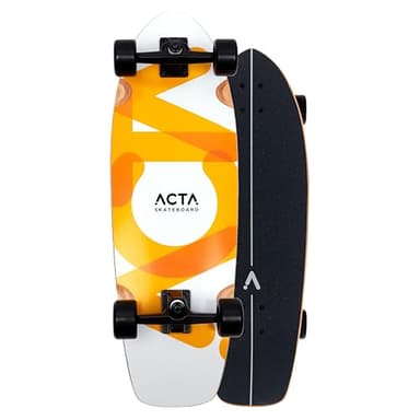 ACTA Surfskate Overlap 31" – Orange & Blanc - Planche de Surf-Skate en érable 7 Plis - Idéal pour débutants & intermédiaires - pour pumptrack, Cruising et Carving Urbain