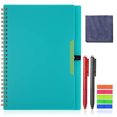 Vicloon Cahier de Notes Effacable, A5 Cahier de Note Réutilisable, Réutilisable Bloc Note Numerique Cahier intelligent avec 2 Stylos Effaçables et des Chiffron Microfibre Etiquette (Vert)