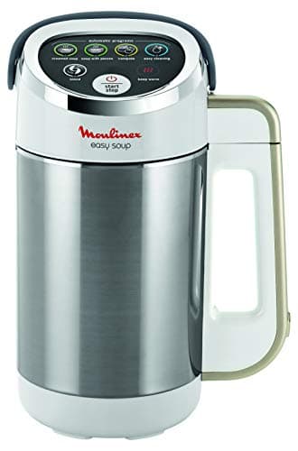 Moulinex Blender chauffant, Mixeur soupe, Puissance 1000 W, Capacité 1,2 L, 5 programmes automatiques, Double paroi, Maintien au chaud 40 min, Livret recettes, Easy Soup, Inox LM841B10