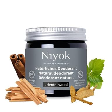 Niyok® 2-en-1 Déodorant Crème "Oriental Wood" (40ml) • Déodorant solide vegan et unisexe • Protection 24h contre la transpiration et les odeurs • Déo naturel sans aluminium • Parfum boisé et épicé