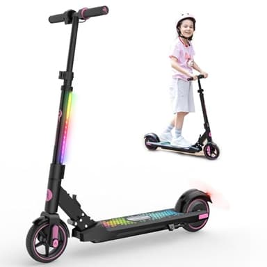 EVERCROSS EV06C Trottinette électrique, 6,5'' Trottinette électrique Pliable pour Enfants 6-12 Ans, Vitesse maximale 15 KM/H, Affichage LED, Lumières LED Colorées, Trottinette Légère pour Enfants