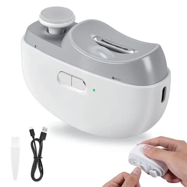Ghekkli Coupe-ongles Electrique Blanc, 3 en 1 pour Couper, Limer avec LED, 2 Vitesses et Couvercle de Protection – Kit Complet pour Manucure et Pédicure