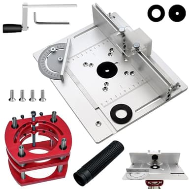 Kit défonceuse Sur Table Aluminium, 65 mm De DiamèTre Défonceuse Sous Table Routeur Lift, Table Défonceuse Kit pour Rainures Et Bordures De Table (Aluminium-Argent)