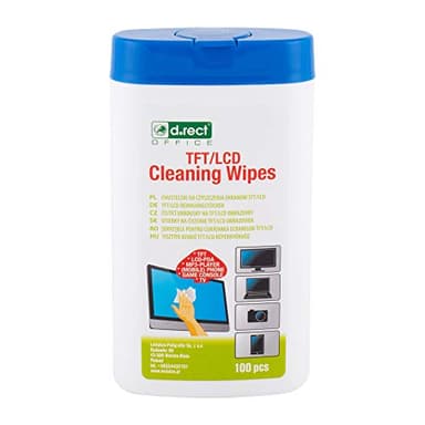 D.RECT Lot de 100 Lingettes Nettoyantes dans un Distributeur - Pour écrans TFT/LCD Ordinateur Portable Tablette, Multi Usages Lingettes de Nettoyage, Enlève la Saleté de Toutes les Surfaces 110276