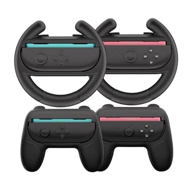 HEYSTOP Volants pour Nintendo Switch 2 [4 en 1] Joy-Con Grip Volants de Course pour Mario Kart World Jeu Mario Kart Switch 2 Housse de Protection pour Volant Joy-Con Grip Accessoires pour Manettes