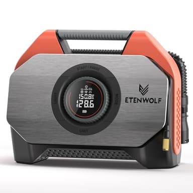 ETENWOLF S6 Compresseur à Air Portatif, 19200mAh Pompe à Air Électrique 11,03 Bar/160PSI Pompe a Velo Electrique, Numérique 7 Modes Gonfleur Pneus Voiture Rechargeable pour Vélo, Moto, Scoote, Balle