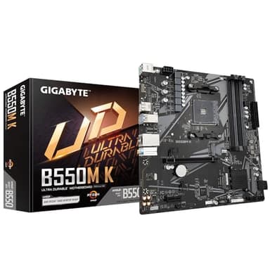 GIGABYTE B550M K Carte mère - Processeurs AMD Ryzen 5000, jusqu'à 4733 MHz DDR4, 1xPCIe 4.0 + 1xPCIe 3.0 M.2, LAN 1GbE, USB 3.2 Gen 1