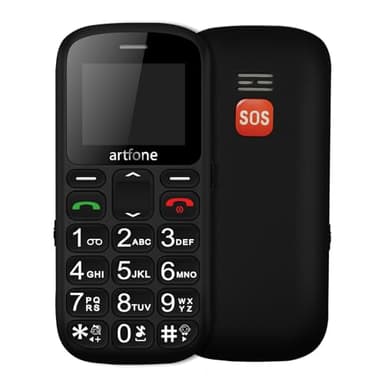 artfone CS181 Noir - GSM Téléphone Senior Portable Débloqué avec Grandes Touches丨Bouton SOS丨Double SIM丨USB-C丨Radio FM丨Téléphone Portable Personnes Agées丨Bluetooth丨1,8''丨Haut Volume丨800mAh Batterie