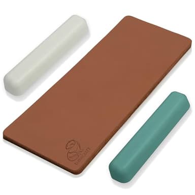 BeaverCraft Kit d'affûtage de couteaux en cuir avec composé de polissage vert-gris et blanc – 2 faces 7,6 x 20,3 cm, bloc d'affûtage en cuir LS2P11