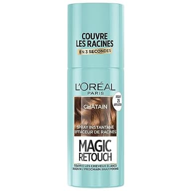 L’ORÉAL PARIS - Spray Instantané Correcteur de Racines & Cheveux Blancs - Hommes & Femmes - Magic Retouch - Châtain -75ml