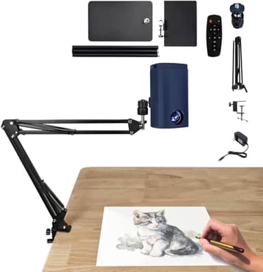Projecteur de Dessin Portable, Lampe de Projection Artistique, projecteur Intelligent pour Le traçage, Outil de Dessin avec Support pour Artistes, traçage sur Toile ou Mur(Blue)