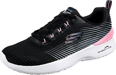 Skechers Femme Skech-air Dynamight Luminosity Chaussures-fitness-femme, Garniture Rose En Maille Noire, 39 EU
