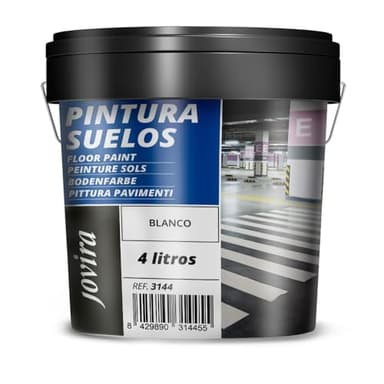 JOVIRA PINTURAS Peinture Sols Garages, Terrains de sport, sols en béton, asphalte et ciment. Protège et décore les surfaces, aspect mat. (4 Litres, Blanc)