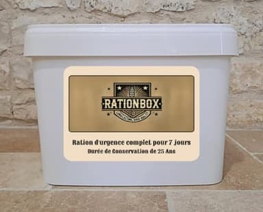 Ration d’urgence 25 ans de conservation – 158 portions – Kit alimentaire 7 jours – Repas lyophilisés Rationbox