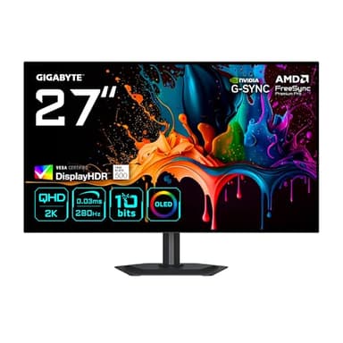 GIGABYTE MO27Q28G Moniteur Gaming OLED 27" QHD - 2560 x 1440, 280Hz, 0,03ms, 335 CD/m², Display HDR True Black 500, HDMI 2.1, DisplayPort 1.4