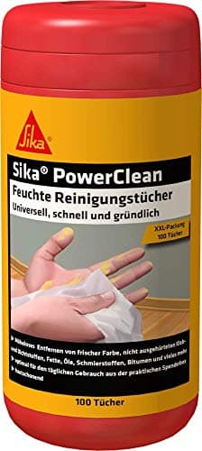 Sika Lingettes humides - Sika PowerClean Blanc - Idéal pour l'atelier - Mains propres sans lavage - Boîte distributrice de 100 lingettes