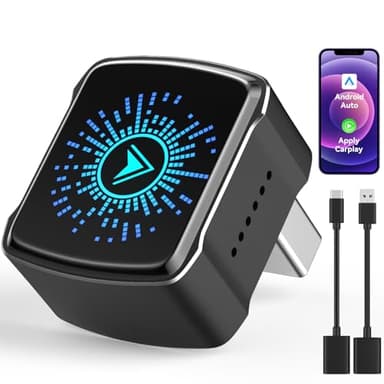 Bemkia Adaptateur CarPlay sans Fil pour iPhone (iOS 12+) & Android Auto｜Compatible Voitures avec CarPlay Câblé (2016+)｜USB-A/C｜Connexion Rapide & Stable (Noir)