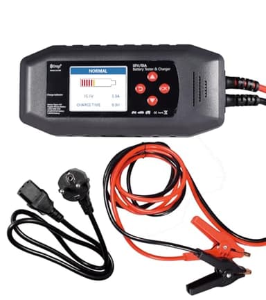 Etrogo Chargeur-Testeur de Batterie 2-en-1 Intelligent 12V | Universel AGM/EFB/LiFePO4 + Désulfatation • -20°C à 50°C pour Voitures, Camions, Bateaux