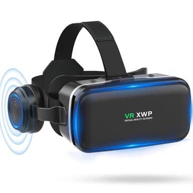 XWP Casque VR 3D pour Téléphone, Lunettes De Réalité Virtuelle (VR) avec Écouteurs, Lentilles HD, pour iPhone Et Android (4,7–6,8"), Expérience De Jeu Et De Film, Cadeau De Fête pour Amis Et Famille