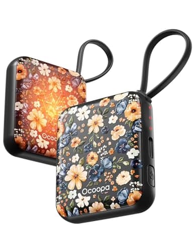 OCOOPA Chauffe Main Rechargeables Lot de 2, Chaufferette Électrique Reutilisable 4000mAh, 3 Niveaux Chauffage, Maximum 52°C, Idee Cadeau Femme, Idéal Noel, Voyage, Outdoor Activités, UT5 Nano