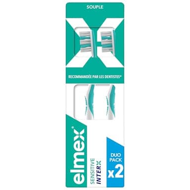 ELMEX - Brosses à dents Sensitive Inter X - Nettoyage en douceur des dents sensibles et des espaces interdentaires - Souple - Conçue par des experts - Lot de 2