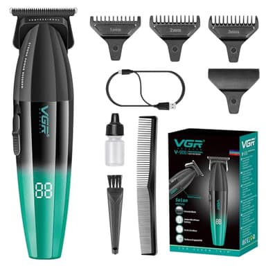 VGR 906 Tondeuse à cheveux professionnelle Fresh Fade - 9000 tr/min - Zéro espace - Pour homme - DLC T-Blade - Tondeuse à cheveux sans fil pour barbiers et barbiers - Rechargeable par USB - Vert