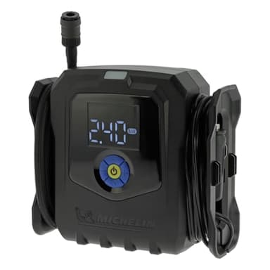 MICHELIN 009542 Compresseur à Air Electrique Professionnel - Gonfleur Pneus Voiture - Pression Programmable 8,3 Bar 168W - 12V Allume Cigare - Débit 24L par Min - 3 Embouts