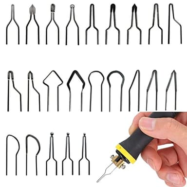 Lxoraziy 23 Pièces Pointes de Stylo Pyrogravure, Kit de Pointes Pyrogravure Réglables, Professionnelles Mini Fil Chauffant Haute Impédance Sans Courbure, pour Machine de Pyrogravure 30-50 W