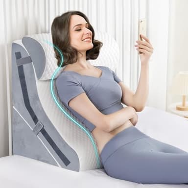 Lot de 3 oreillers orthopédiques pour dormir, oreiller cale 15 en 1 réglable en mousse à mémoire de forme après chirurgie, 22,9 cm, 40,6 cm et 50,8 cm de hauteur, oreillers inclinés 3 en 1 (blanc)