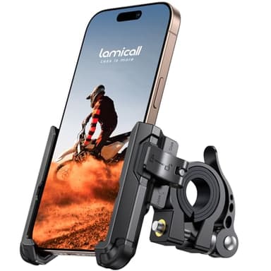 Lamicall Support Téléphone Vélo - [Ne Bloque Pas la Caméra] 360° Rotation, Support Téléphone Moto Universel, Placement et Retrait Rapides, pour iPhone 16/15/14/13/12/11, Huawei, 4,7-7" Smartphone